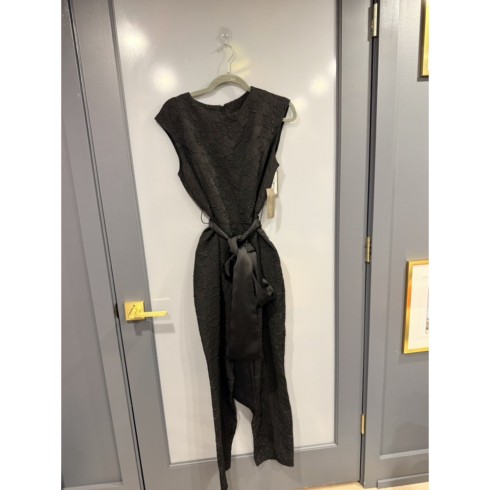 Eva Mendes New York And Company Collection Black rosette Jumpsuit Size 14 NWT